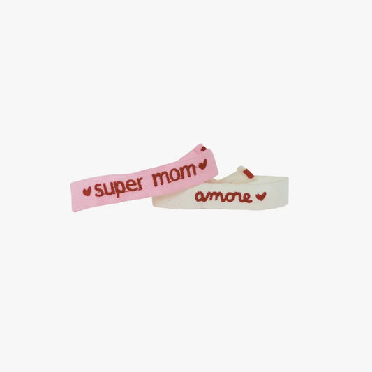 Set Bracciali Ricamami - "AMORE & SUPERMOM"