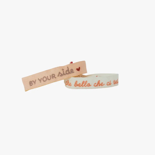 Set Bracciali Ricamami - "CHE BELLO CHE CI SEI PESCA & BY YOUR SIDE PESCA "